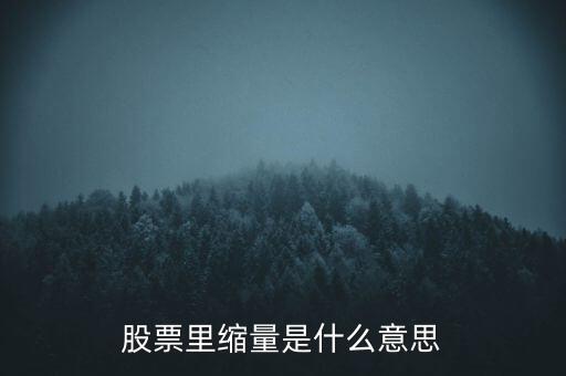 股票里縮量是什么意思