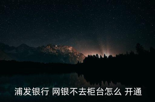  浦發(fā)銀行 網銀不去柜臺怎么 開通