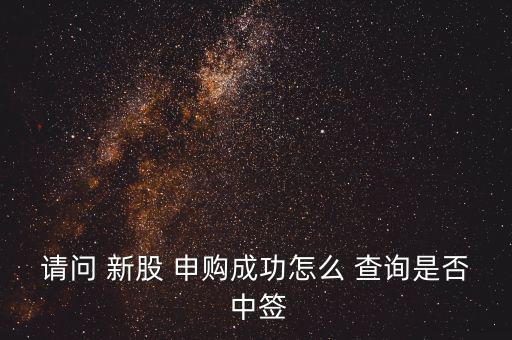 請(qǐng)問(wèn) 新股 申購(gòu)成功怎么 查詢是否 中簽