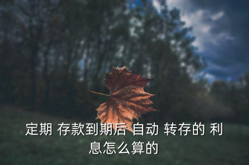 存款自動轉(zhuǎn)存利息怎么算