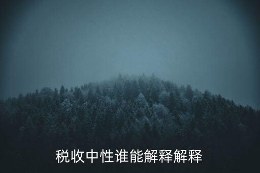 稅收中性誰能解釋解釋