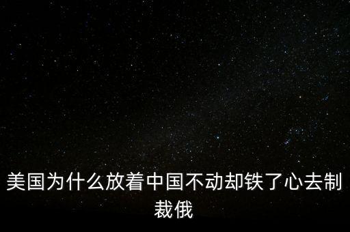 美國為什么放著中國不動卻鐵了心去制裁俄