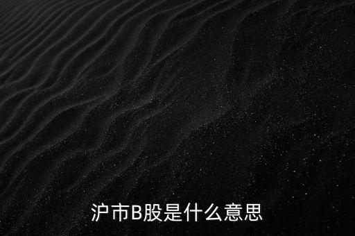 滬深b股是什么意思，滬市B股是什么意思