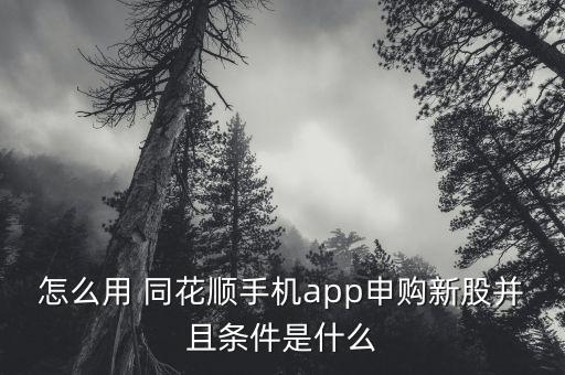 怎么用 同花順手機(jī)app申購(gòu)新股并且條件是什么