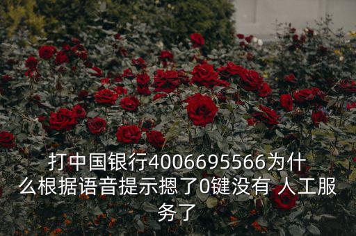 打中國銀行4006695566為什么根據(jù)語音提示摁了0鍵沒有 人工服務(wù)了