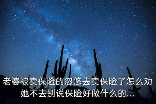 老婆被賣保險(xiǎn)的忽悠去賣保險(xiǎn)了怎么勸她不去別說保險(xiǎn)好做什么的...