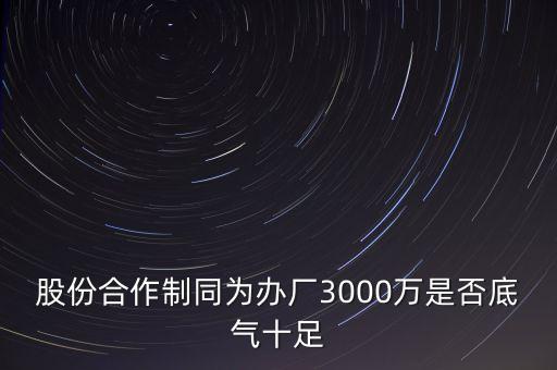 股份合作制同為辦廠3000萬是否底氣十足