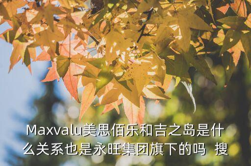 Maxvalu美思佰樂和吉之島是什么關系也是永旺集團旗下的嗎  搜