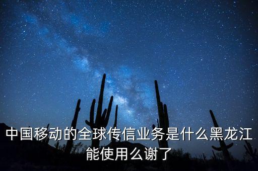 中國移動的全球傳信業(yè)務是什么黑龍江能使用么謝了