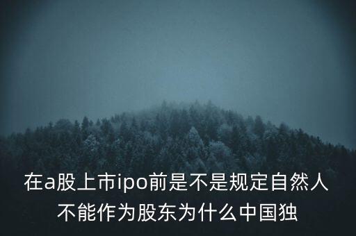 在a股上市ipo前是不是規(guī)定自然人不能作為股東為什么中國獨