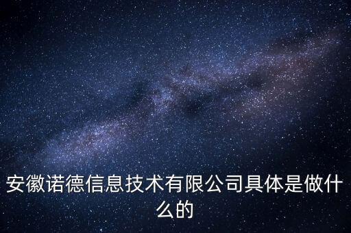 安徽諾德信息技術有限公司具體是做什么的