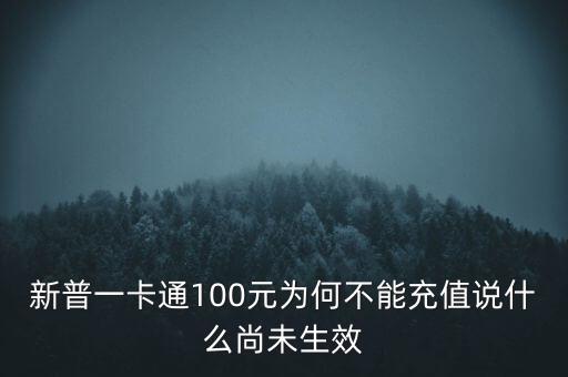 新普一卡通為什么不能沖，新普一卡通100元為何不能充值說什么尚未生效