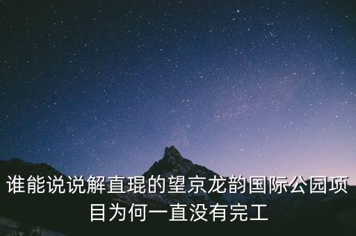 誰能說說解直琨的望京龍韻國際公園項目為何一直沒有完工