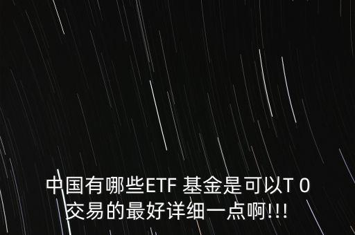 中國有哪些ETF 基金是可以T 0交易的最好詳細(xì)一點啊!!!