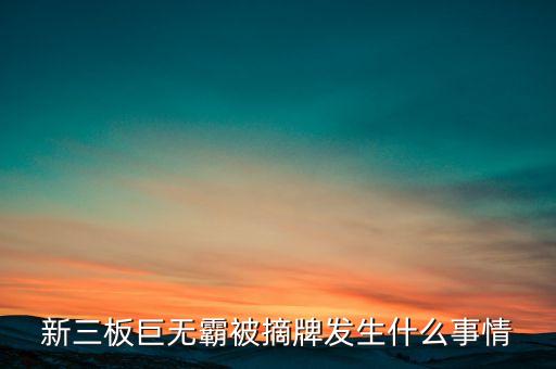 新三板巨無(wú)霸被摘牌發(fā)生什么事情