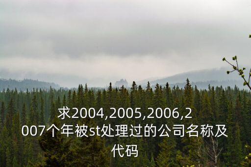 求2004,2005,2006,2007個(gè)年被st處理過(guò)的公司名稱及代碼