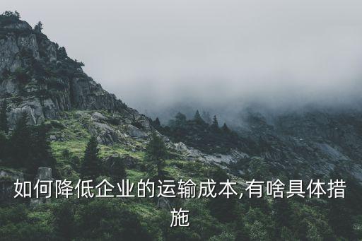 如何降低企業(yè)的運輸成本,有啥具體措施