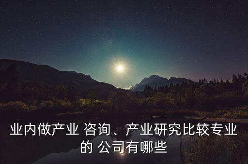 業(yè)內(nèi)做產(chǎn)業(yè) 咨詢、產(chǎn)業(yè)研究比較專業(yè)的 公司有哪些