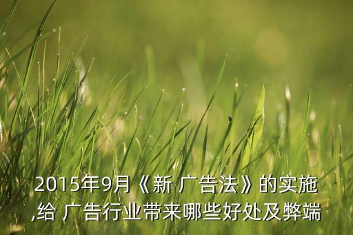 2015年9月《新 廣告法》的實(shí)施,給 廣告行業(yè)帶來哪些好處及弊端