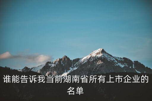 誰能告訴我當(dāng)前湖南省所有上市企業(yè)的名單