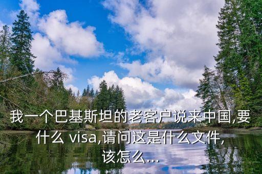 我一個(gè)巴基斯坦的老客戶說(shuō)來(lái)中國(guó),要什么 visa,請(qǐng)問(wèn)這是什么文件,該怎么...