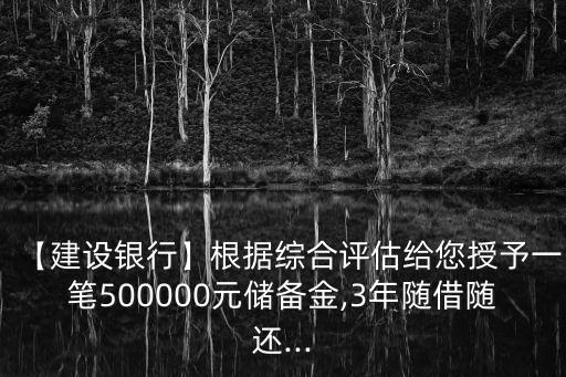 【建設(shè)銀行】根據(jù)綜合評估給您授予一筆500000元儲備金,3年隨借隨還...