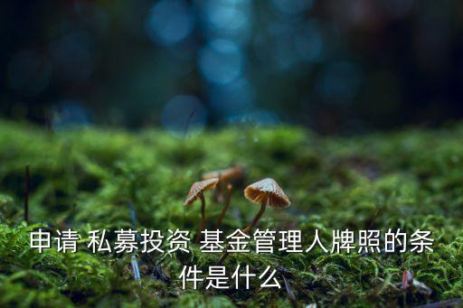 申請(qǐng) 私募投資 基金管理人牌照的條件是什么