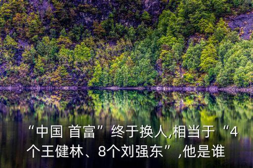 “中國 首富”終于換人,相當(dāng)于“4個王健林、8個劉強東”,他是誰