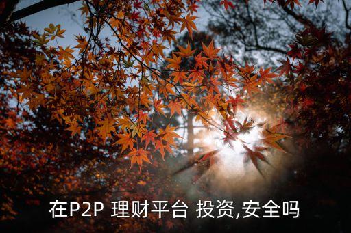 在P2P 理財平臺 投資,安全嗎