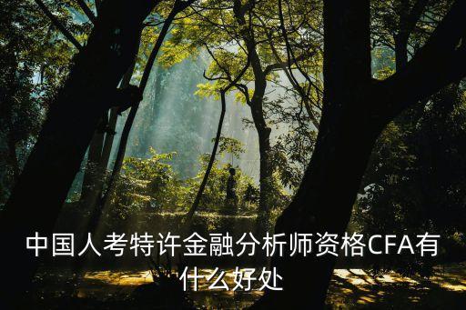 中國人考特許金融分析師資格CFA有什么好處