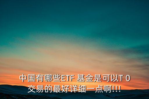 中國(guó)有哪些ETF 基金是可以T 0交易的最好詳細(xì)一點(diǎn)啊!!!