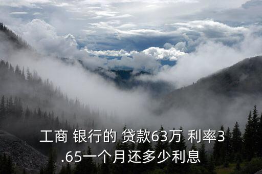  工商 銀行的 貸款63萬(wàn) 利率3.65一個(gè)月還多少利息