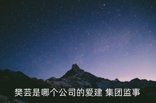 樊蕓是哪個公司的愛建 集團(tuán)監(jiān)事