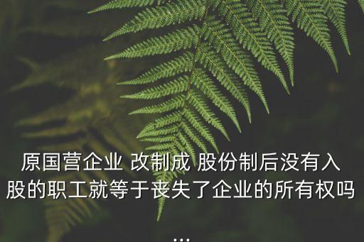 原國營企業(yè) 改制成 股份制后沒有入股的職工就等于喪失了企業(yè)的所有權(quán)嗎...