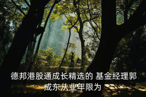  德邦港股通成長(zhǎng)精選的 基金經(jīng)理郭成東從業(yè)年限為