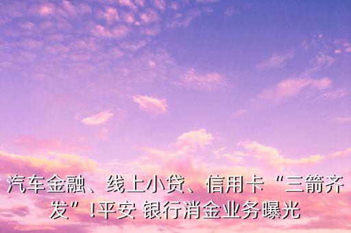 汽車金融、線上小貸、信用卡“三箭齊發(fā)”!平安 銀行消金業(yè)務(wù)曝光