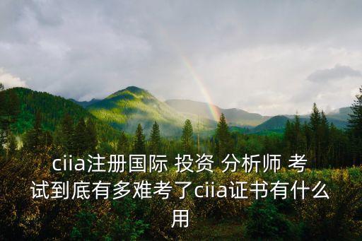 ciia注冊(cè)國(guó)際 投資 分析師 考試到底有多難考了ciia證書(shū)有什么用