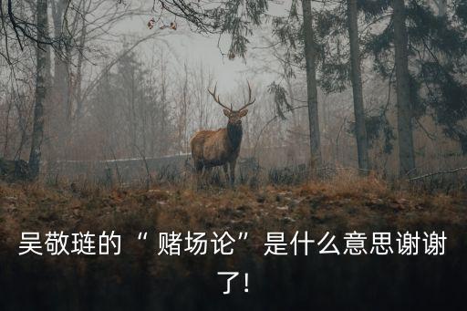 吳敬璉的“ 賭場(chǎng)論”是什么意思謝謝了!