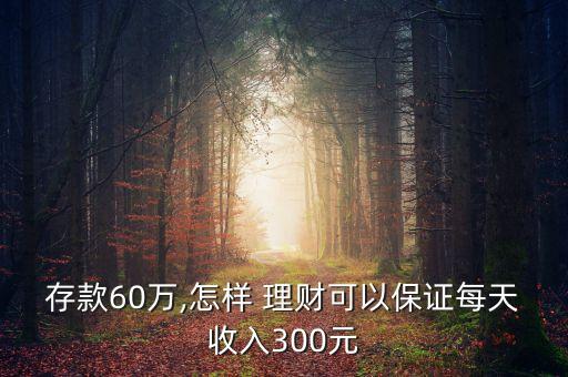 存款60萬(wàn),怎樣 理財(cái)可以保證每天收入300元