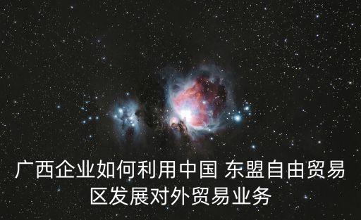 廣西企業(yè)如何利用中國 東盟自由貿(mào)易區(qū)發(fā)展對外貿(mào)易業(yè)務