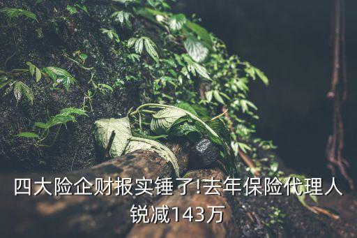 四大險企財報實錘了!去年保險代理人銳減143萬