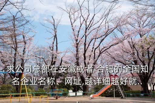 求公司總部在安徽或者 合肥的全國知名企業(yè)名稱、網(wǎng)址,越詳細越好就...