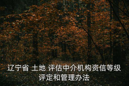 遼寧省 土地 評估中介機(jī)構(gòu)資信等級評定和管理辦法