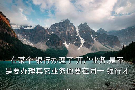 在某個(gè) 銀行辦理了 開戶業(yè)務(wù),是不是要辦理其它業(yè)務(wù)也要在同一 銀行才...