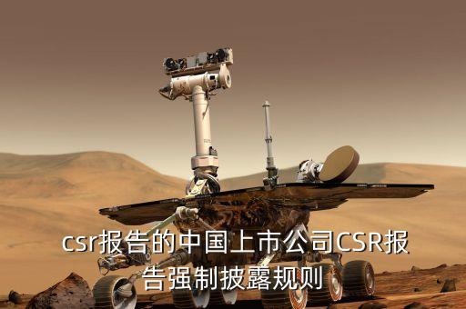  csr報告的中國上市公司CSR報告強制披露規(guī)則