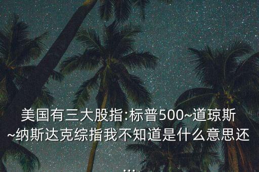 美國有三大股指:標(biāo)普500~道瓊斯~納斯達克綜指我不知道是什么意思還...