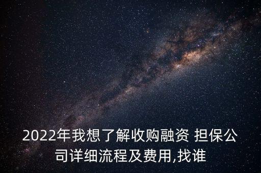 2022年我想了解收購融資 擔保公司詳細流程及費用,找誰