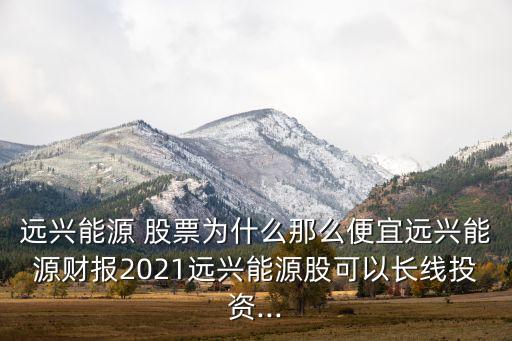 遠興能源 股票為什么那么便宜遠興能源財報2021遠興能源股可以長線投資...