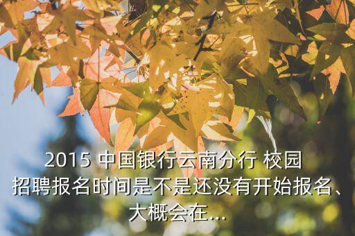 2015 中國銀行云南分行 校園 招聘報(bào)名時(shí)間是不是還沒有開始報(bào)名、大概會(huì)在...