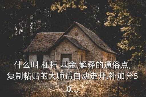 什么叫 杠桿 基金,解釋的通俗點(diǎn),復(fù)制粘貼的大師請自動走開,補(bǔ)加分50...